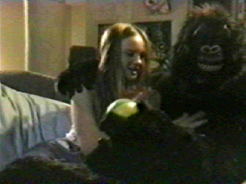 Erika shares a private moment with Bigfoot